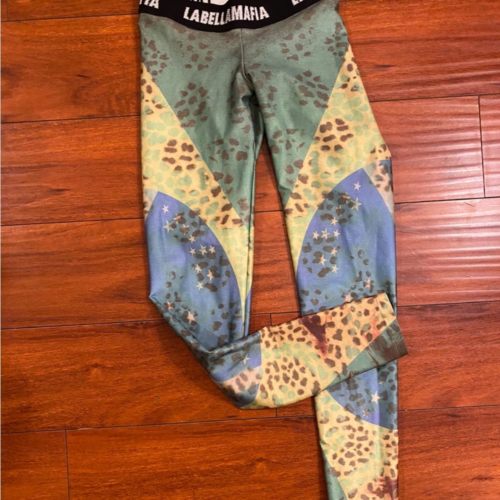 LAbellaMafia Green and Blue Artistic Leggings - Picture 2 of 4